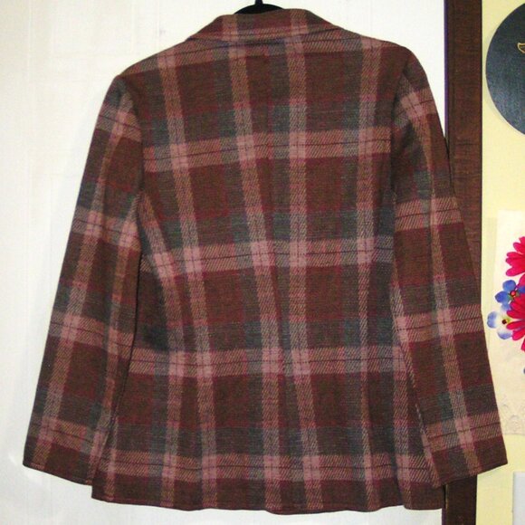 MAUVE AND BROWN VINTAGE PLAID BLAZER M - Picture 2 of 2